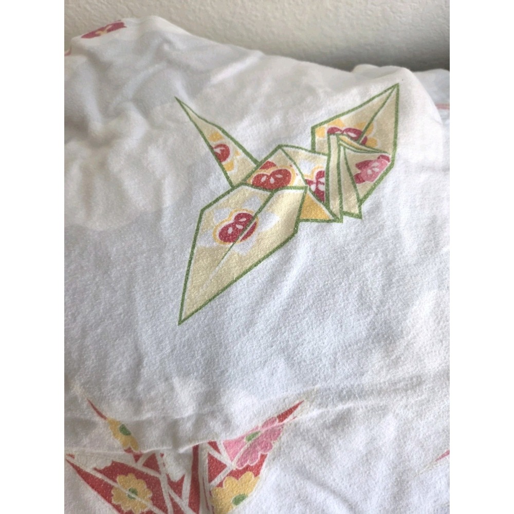 Garnet Hill Twin Flannel Fitted Sheet 1 Pillowcase Japanese Origami Pattern